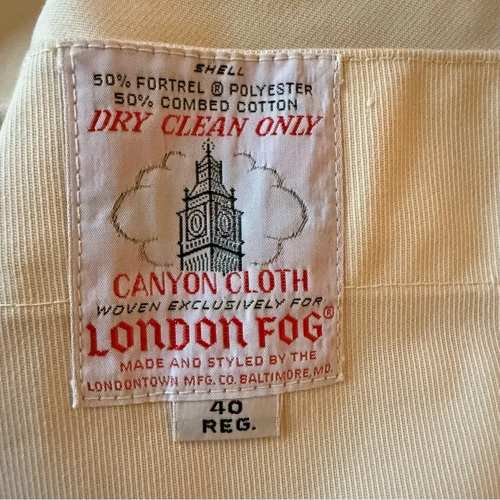 Vintage London Fog‎ Men's Maincoats Raincoat Trench Coat Creme 40R Classic USA